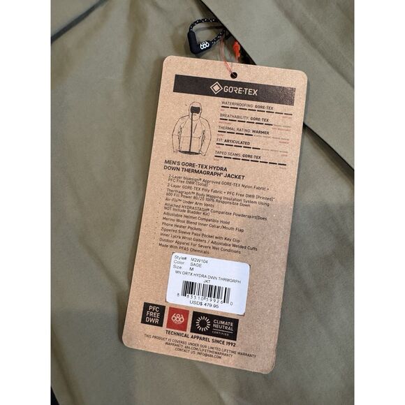 686 Men's Gore-Tex Hydra Down Thermagraph Jacket Sage NWT Size Medium - Picture 8 of 9